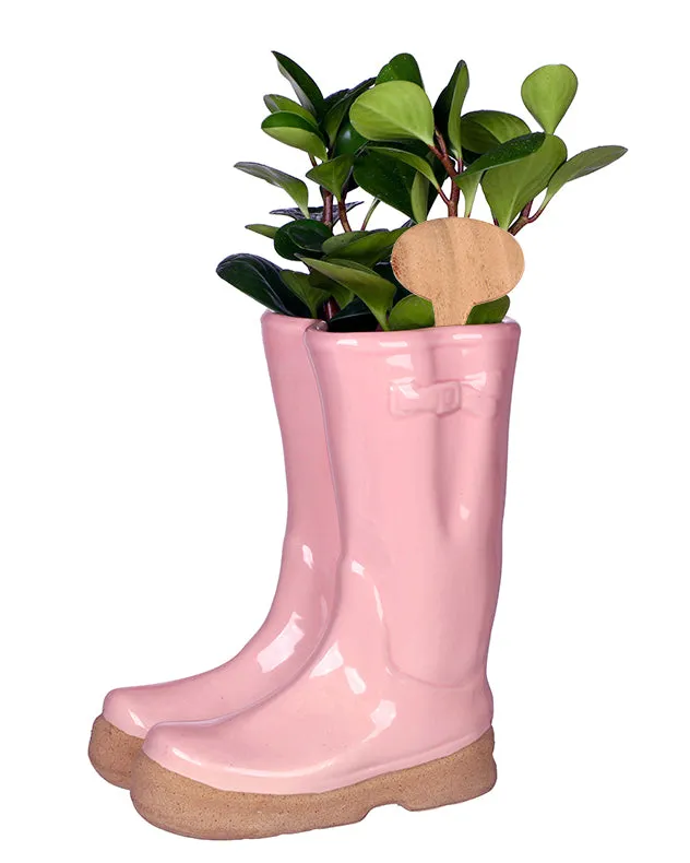 Large Pink Wellington Boots Planter