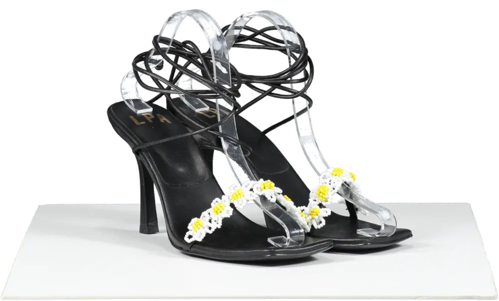 LPA Black Beaded Daisy Sandal UK 6