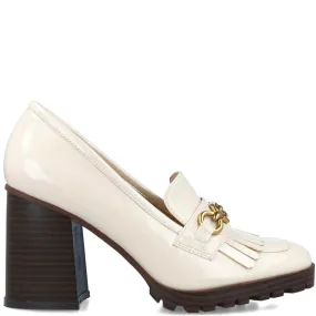 Menbur Cream Block Heel Loafers