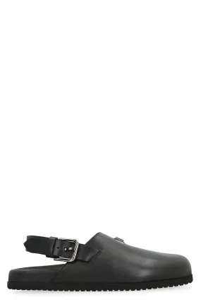 Men's Leather Mules in Black | Size 42 | A80402AQ765 Color 80999