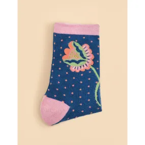 Navy Scandinavian Stems Bamboo Socks