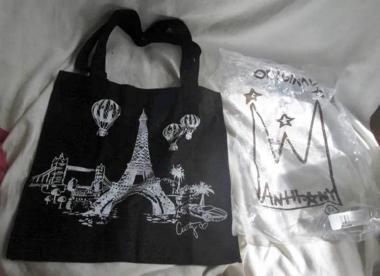 NEW ANTTHONY ORIGINALS Eiffel Tower Balloon Vegan Tote Shopper Carryall BLACK
