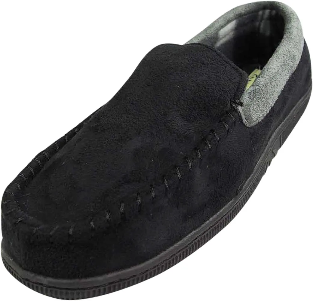 Norty Mens Moccasin Slip On Loafer Slipper Indoor/Outdoor Sole
