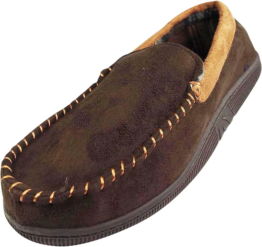 Norty Mens Moccasin Slip On Loafer Slipper Indoor/Outdoor Sole