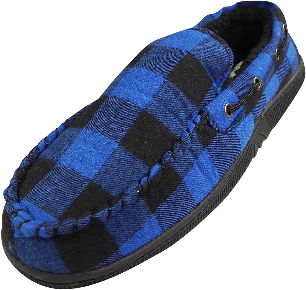 Norty Mens Moccasin Slip On Loafer Slipper Indoor/Outdoor Sole