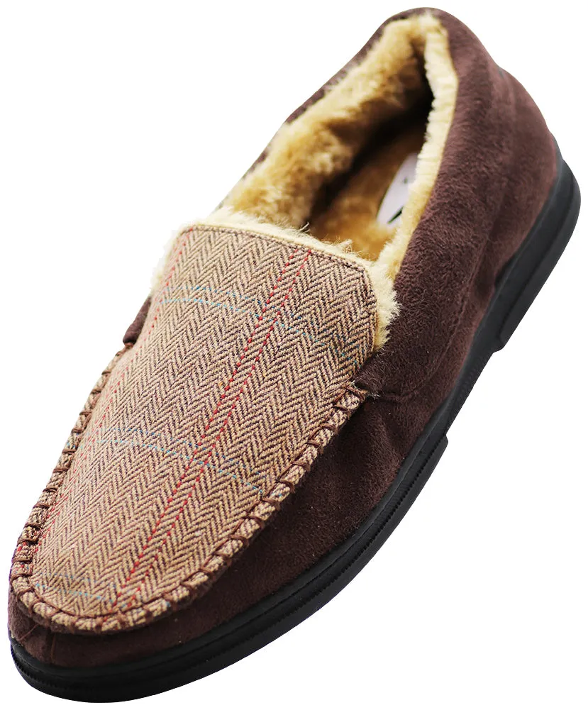 Norty Mens Moccasin Slip On Loafer Slipper Indoor/Outdoor Sole