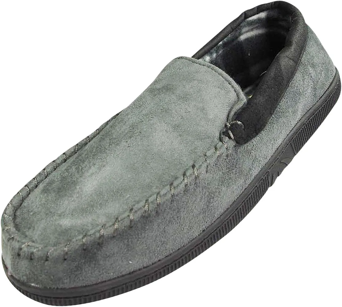 Norty Mens Moccasin Slip On Loafer Slipper Indoor/Outdoor Sole