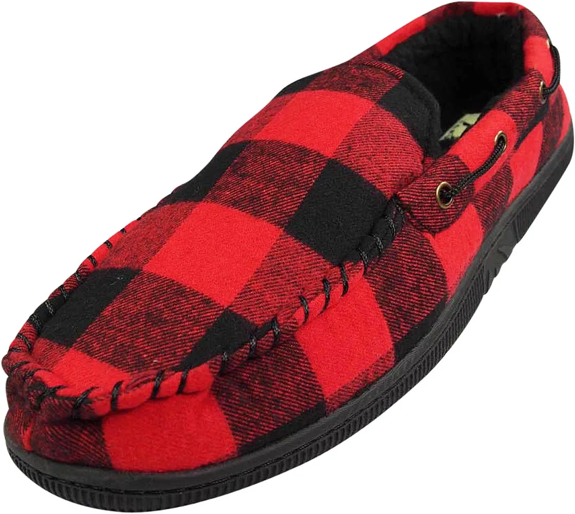 Norty Mens Moccasin Slip On Loafer Slipper Indoor/Outdoor Sole