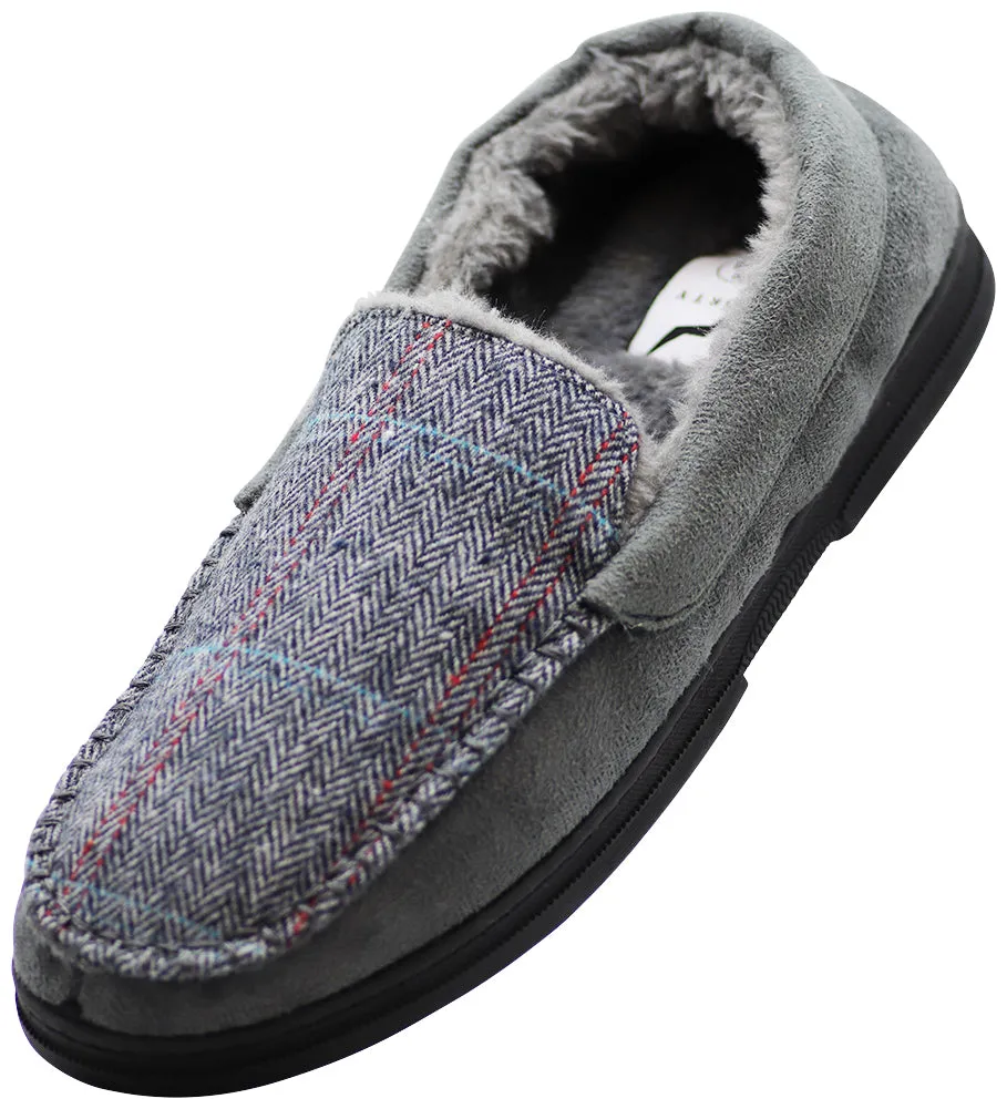 Norty Mens Moccasin Slip On Loafer Slipper Indoor/Outdoor Sole