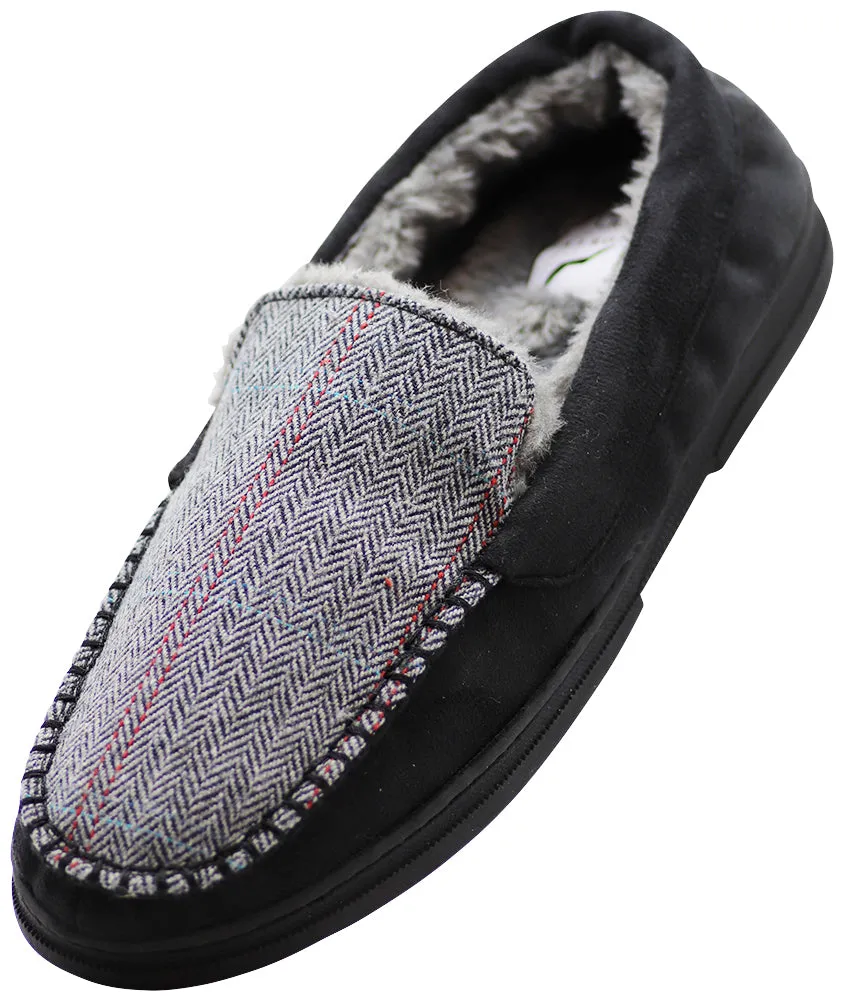 Norty Mens Moccasin Slip On Loafer Slipper Indoor/Outdoor Sole