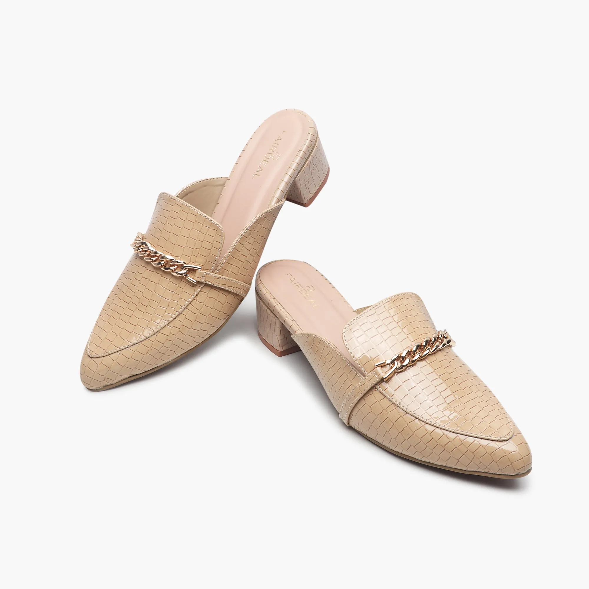 Patent Block Heel Pointed Mules