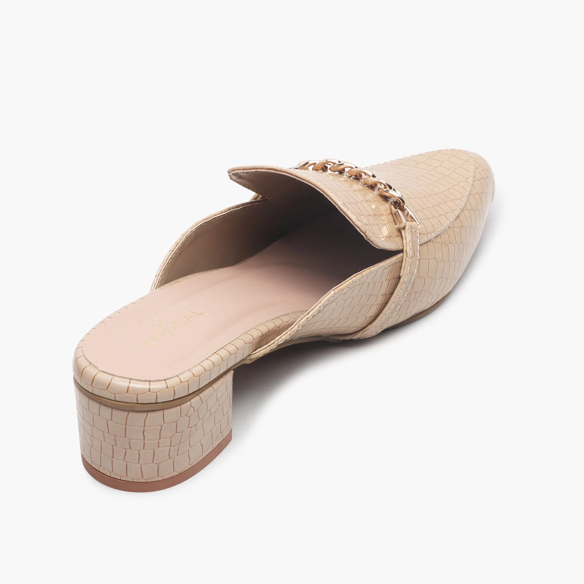Patent Block Heel Pointed Mules