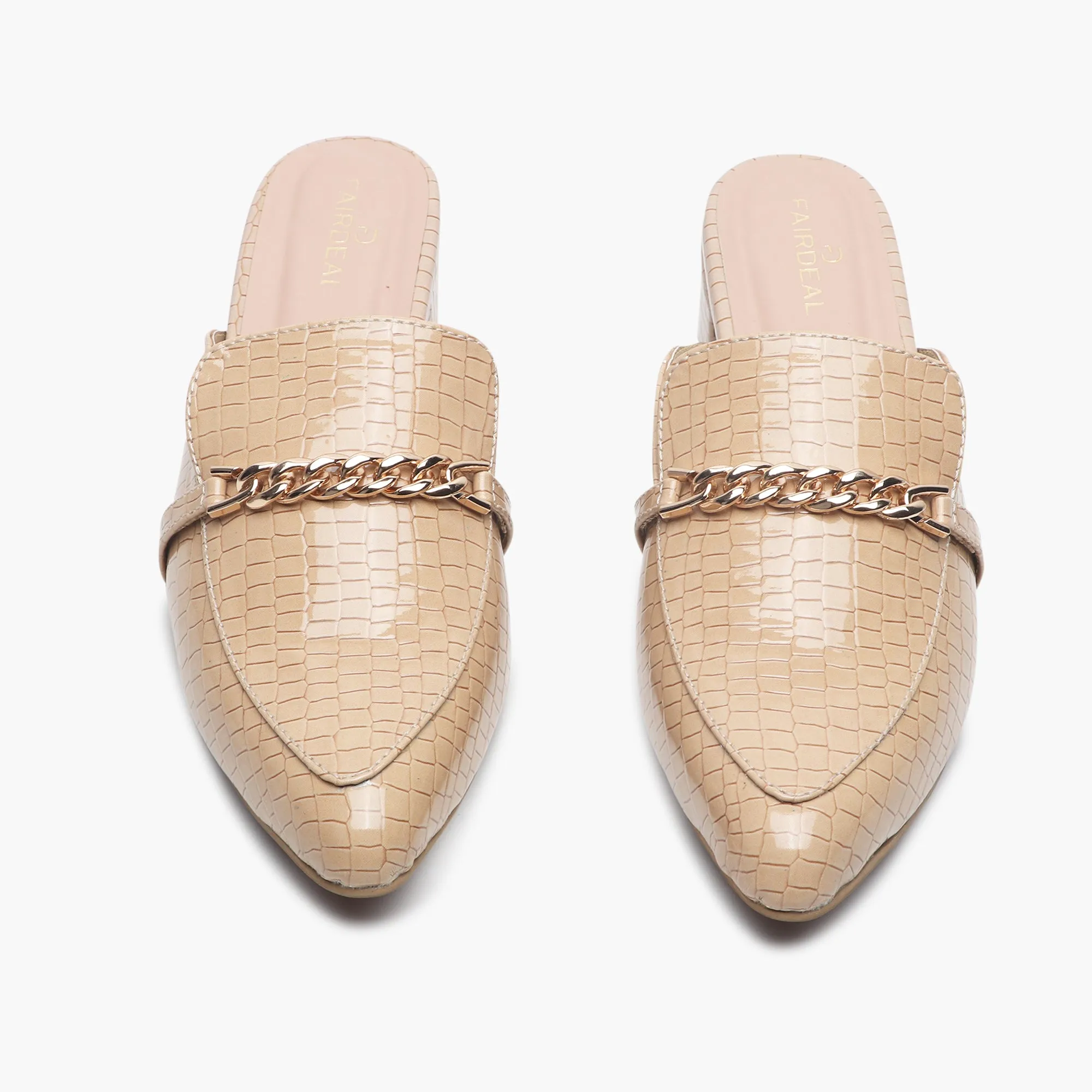 Patent Block Heel Pointed Mules