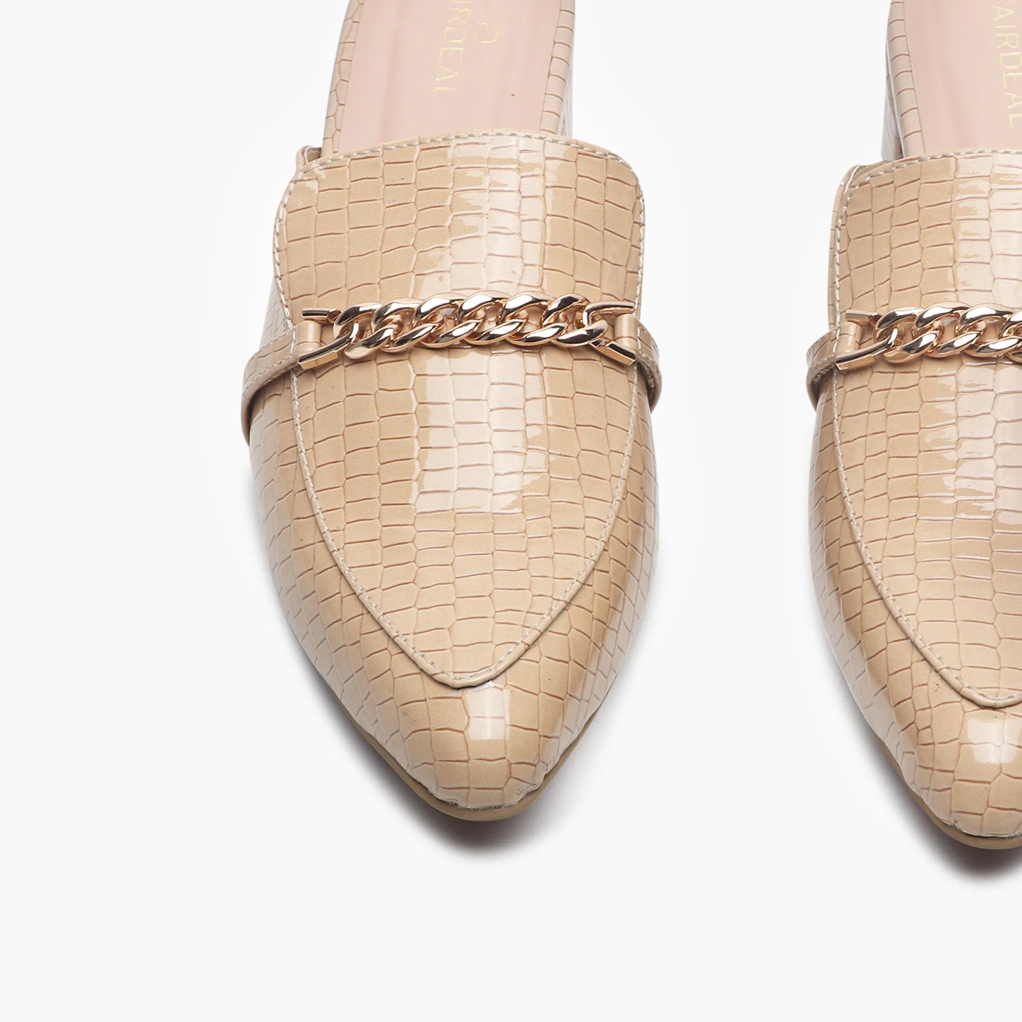 Patent Block Heel Pointed Mules