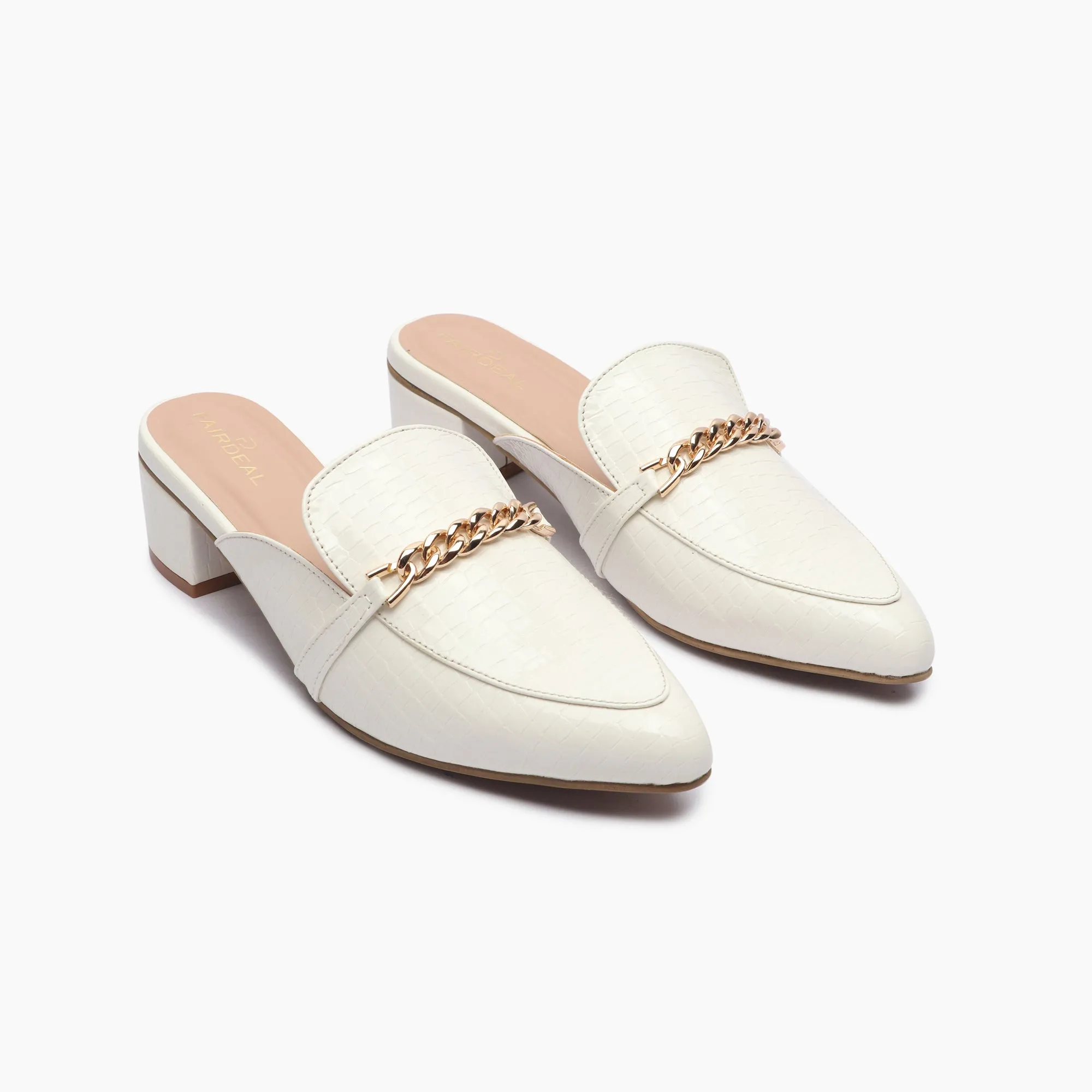 Patent Block Heel Pointed Mules