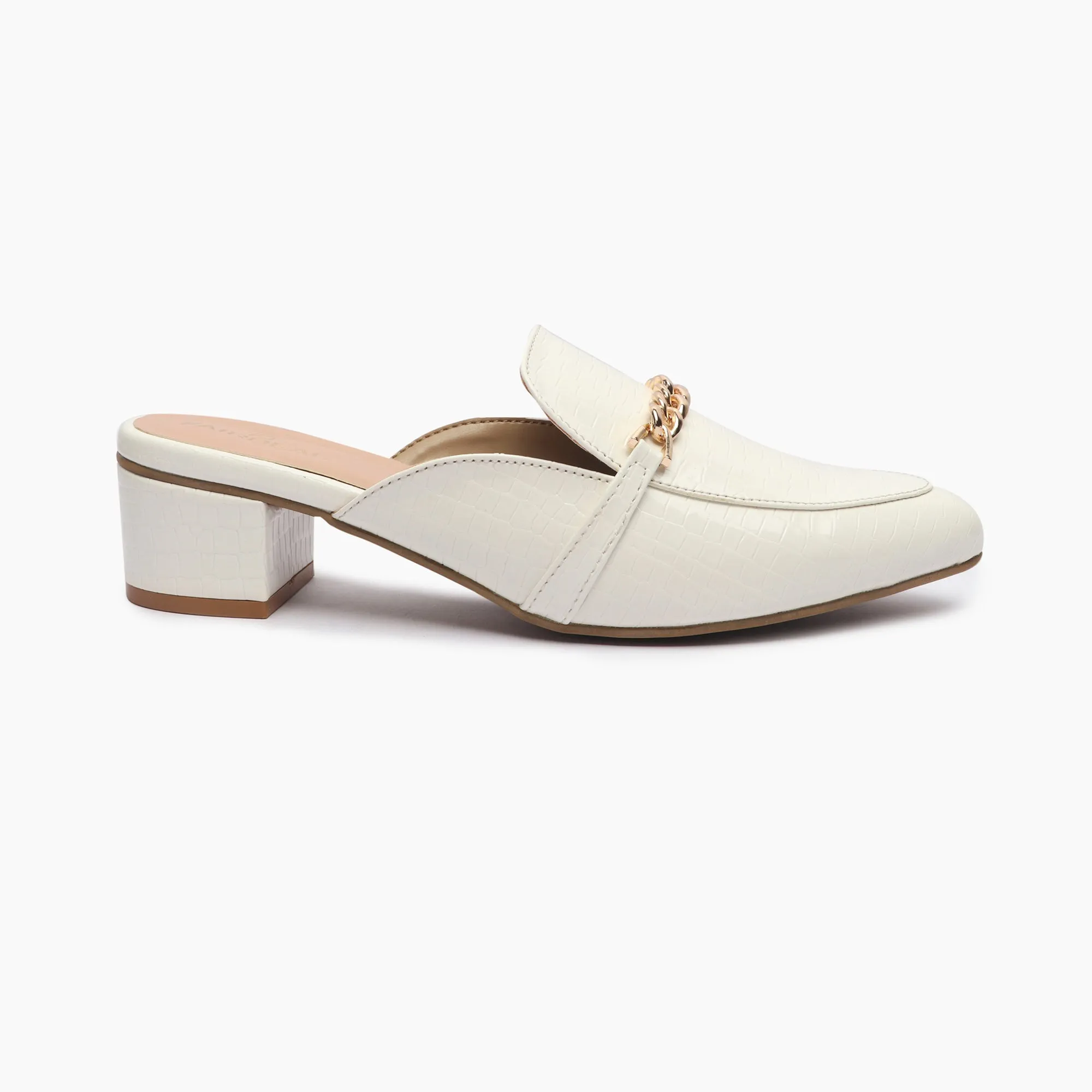 Patent Block Heel Pointed Mules