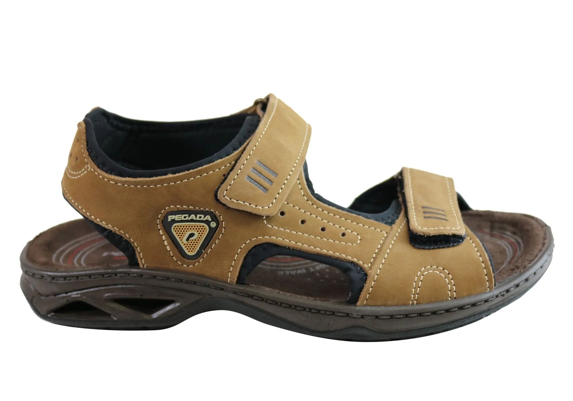 Pegada Thompson Mens Leather Comfort Cushioned Sandals Made In Brazil