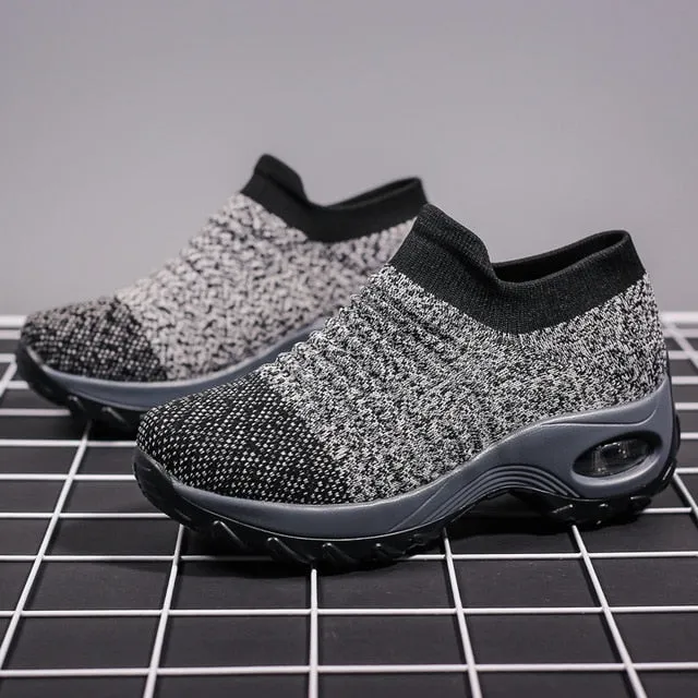 Platform Sneakers Women Flats 2020 Breathable Casual Shoes Flats 6 Colors Wedges Sneakers for Women Mesh Sock Zapatos De Mujer