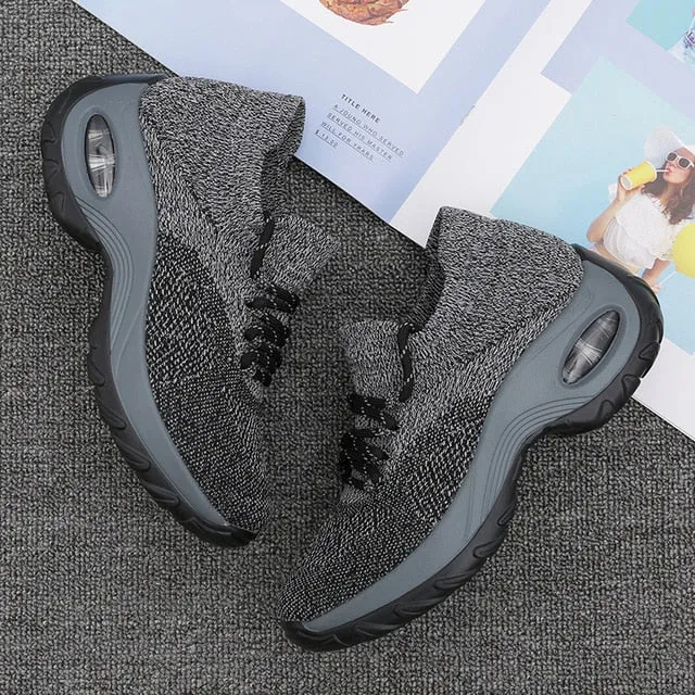 Platform Sneakers Women Flats 2020 Breathable Casual Shoes Flats 6 Colors Wedges Sneakers for Women Mesh Sock Zapatos De Mujer