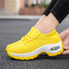 Platform Sneakers Women Flats 2020 Breathable Casual Shoes Flats 6 Colors Wedges Sneakers for Women Mesh Sock Zapatos De Mujer