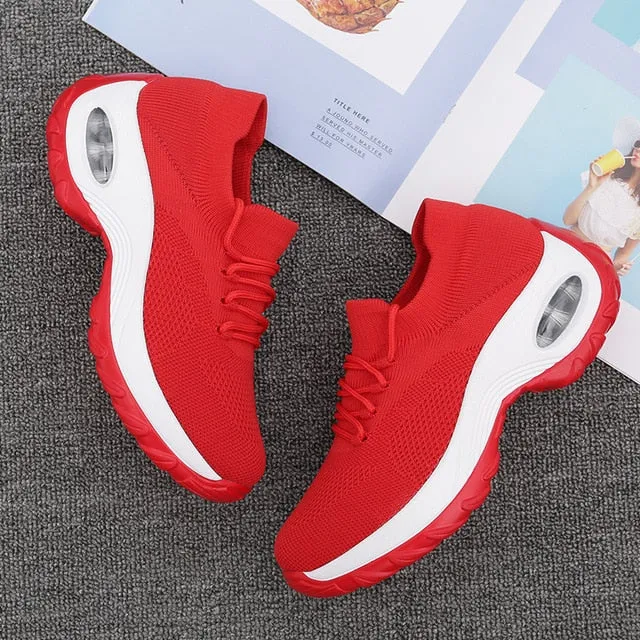 Platform Sneakers Women Flats 2020 Breathable Casual Shoes Flats 6 Colors Wedges Sneakers for Women Mesh Sock Zapatos De Mujer