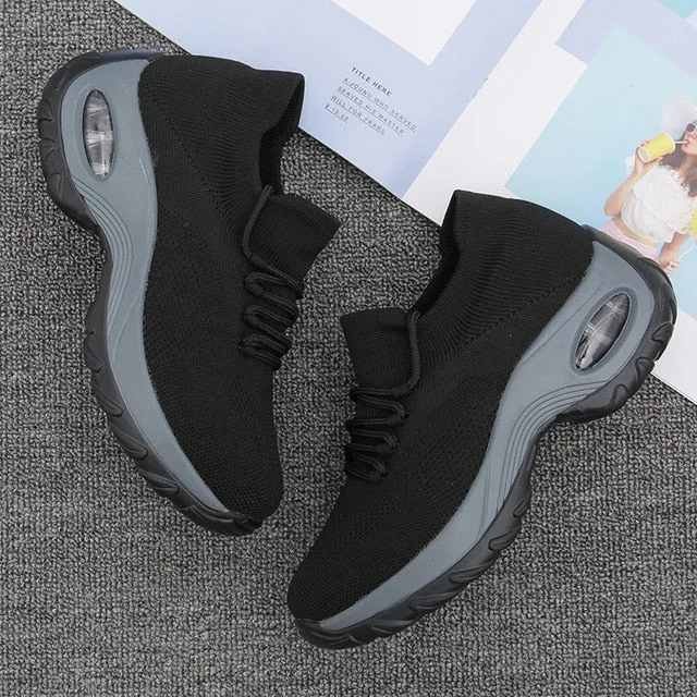 Platform Sneakers Women Flats 2020 Breathable Casual Shoes Flats 6 Colors Wedges Sneakers for Women Mesh Sock Zapatos De Mujer