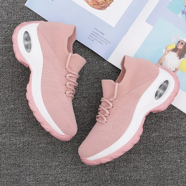 Platform Sneakers Women Flats 2020 Breathable Casual Shoes Flats 6 Colors Wedges Sneakers for Women Mesh Sock Zapatos De Mujer