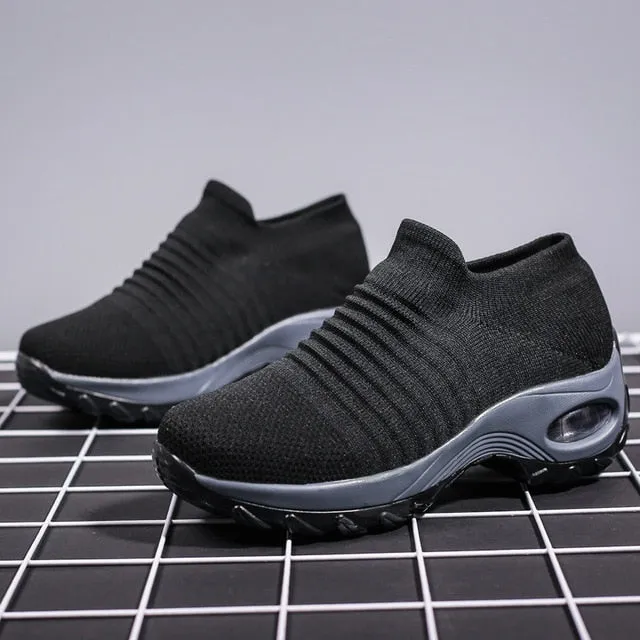 Platform Sneakers Women Flats 2020 Breathable Casual Shoes Flats 6 Colors Wedges Sneakers for Women Mesh Sock Zapatos De Mujer