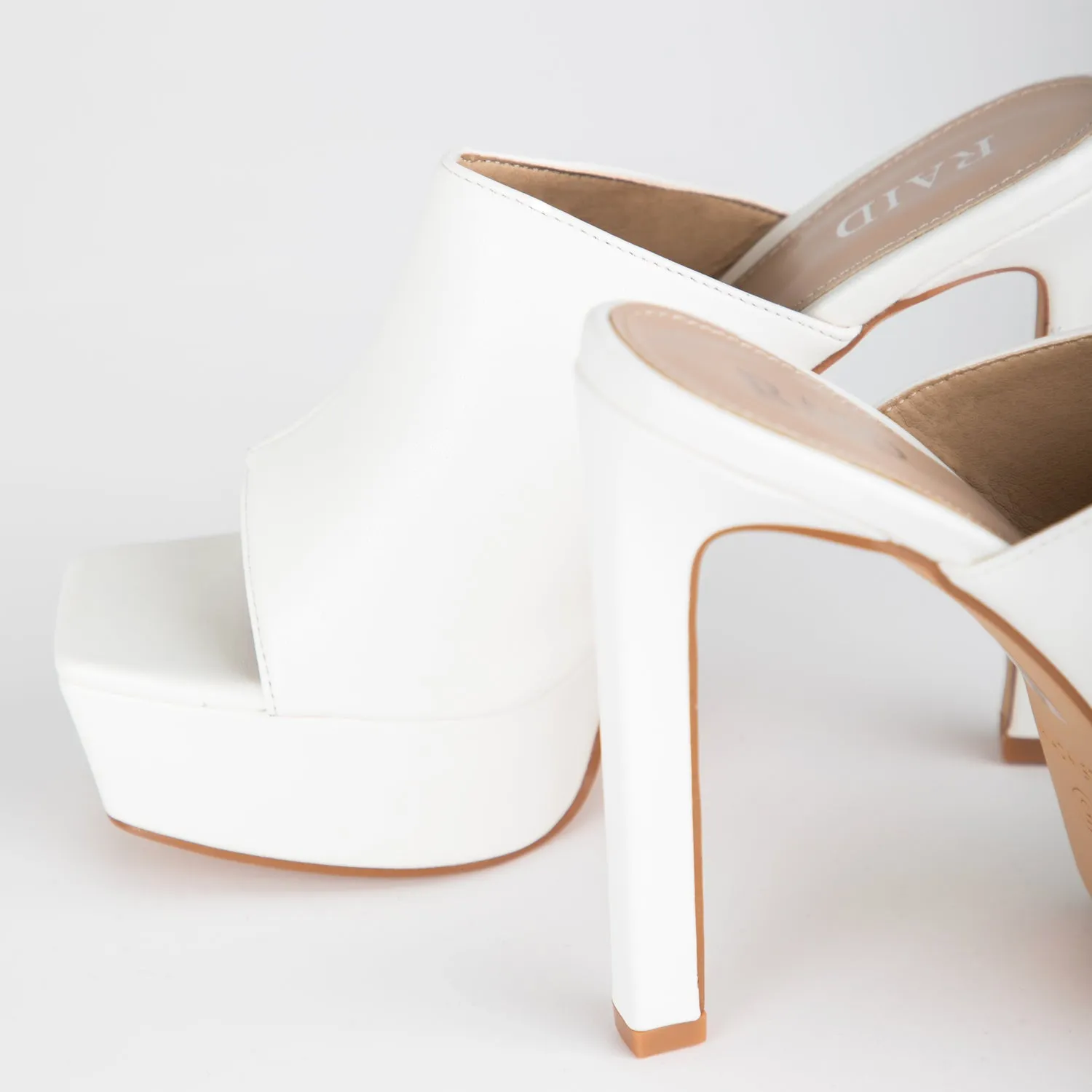 RAID Jovelyn Platform Heeled Mules in White