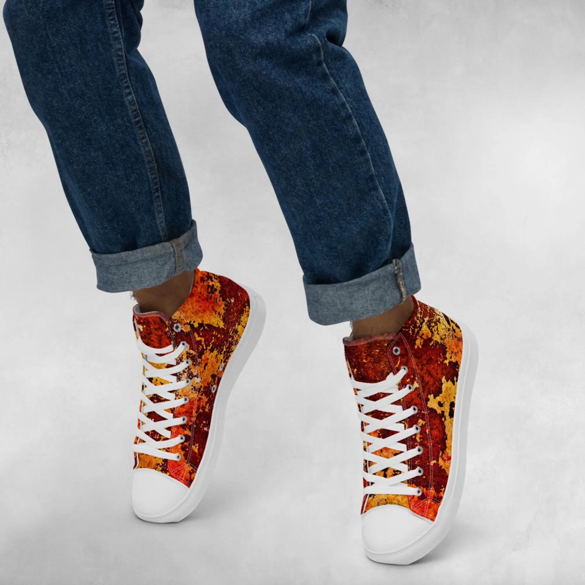 Rust - Men's High Top Canvas Shoes