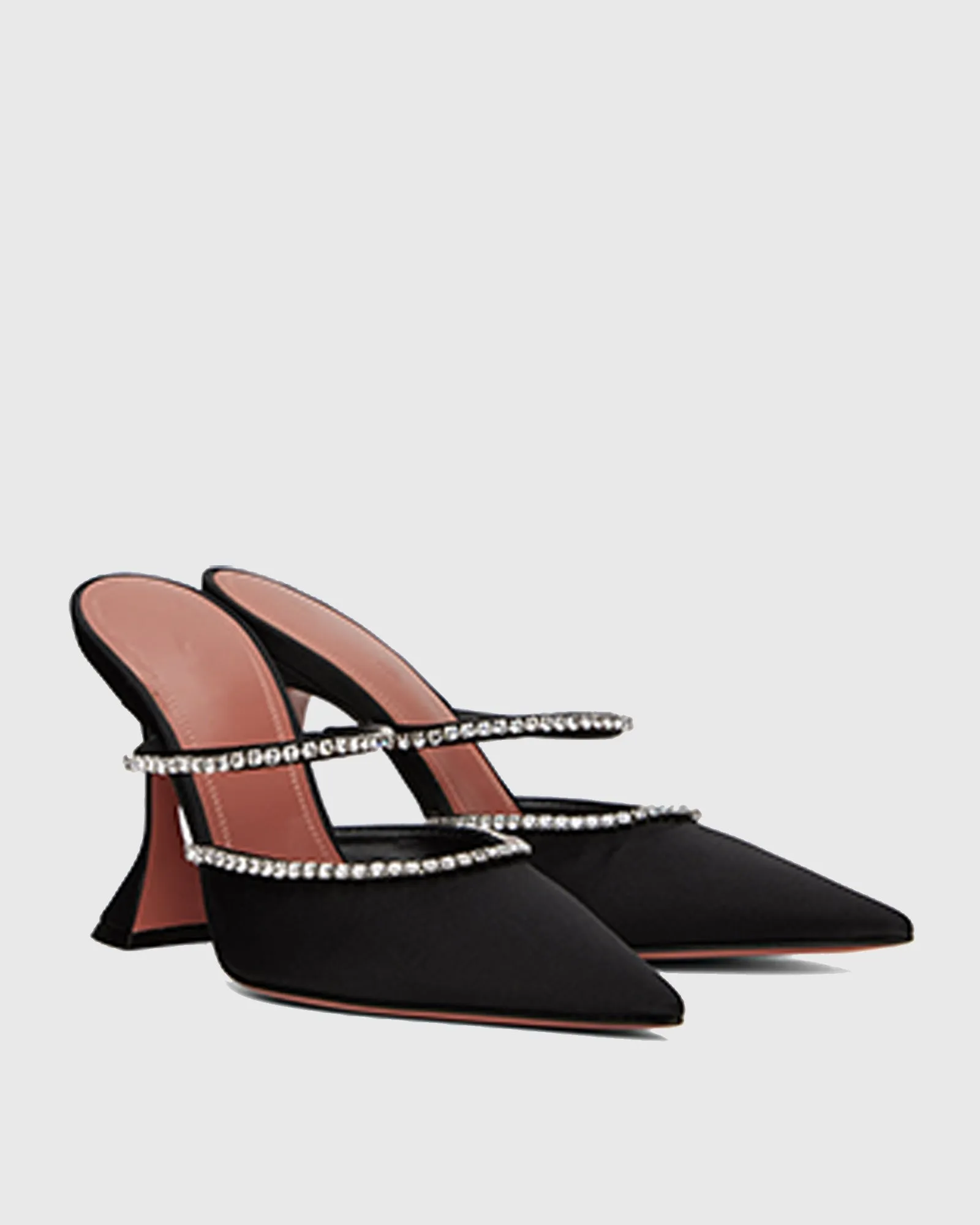 Sasha Diamond Flared Mules In Black