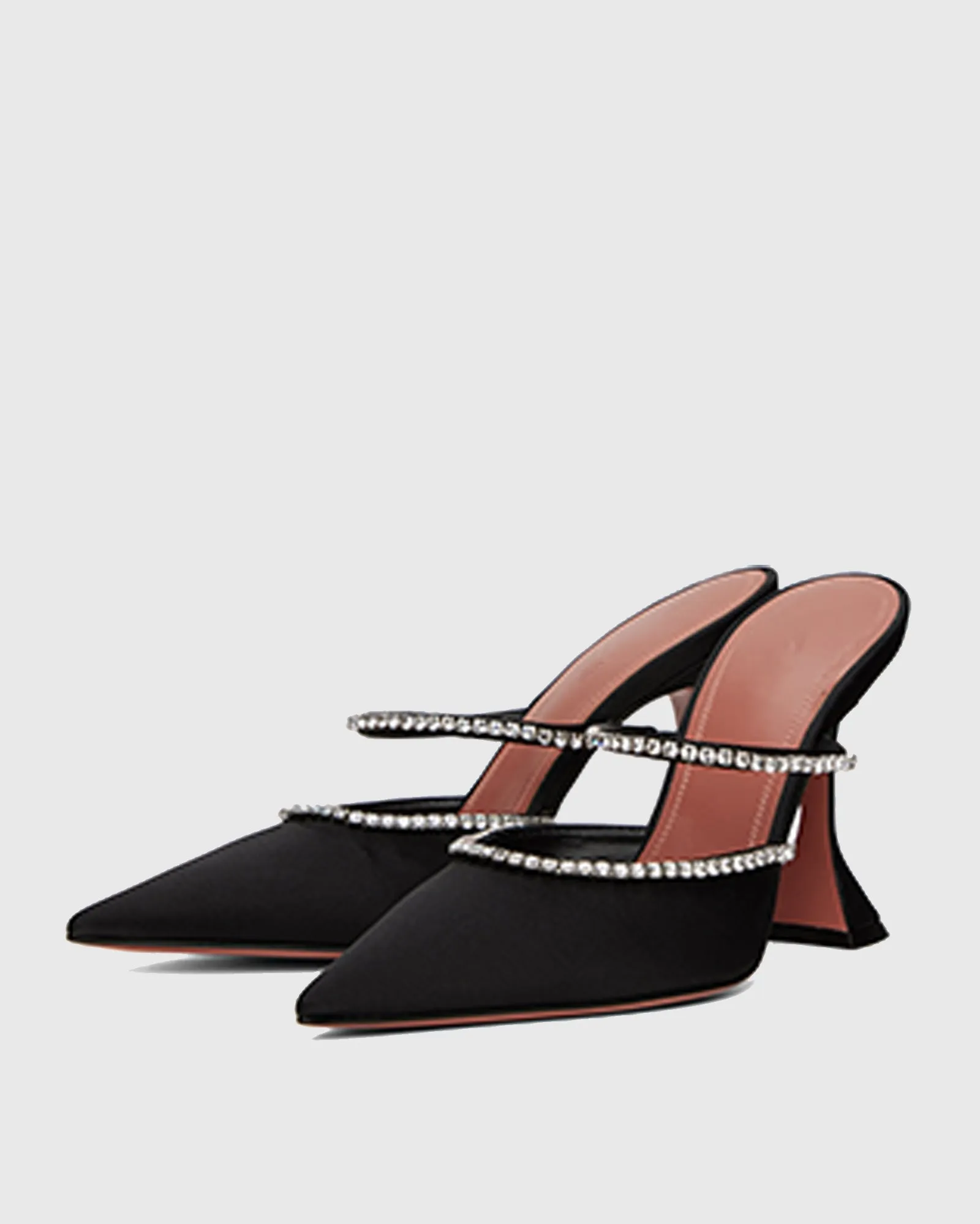 Sasha Diamond Flared Mules In Black