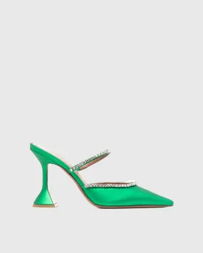 Sasha Diamond Flared Mules In Green