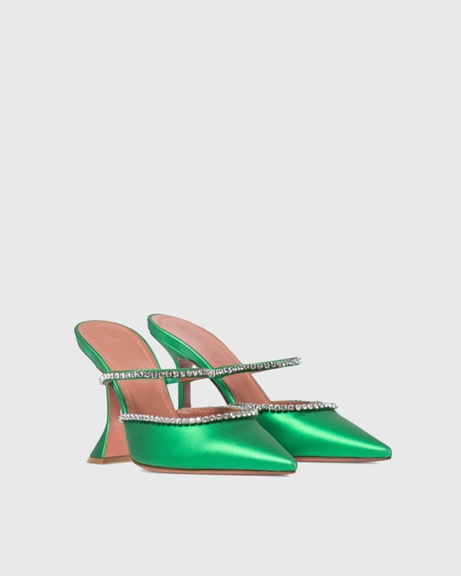 Sasha Diamond Flared Mules In Green