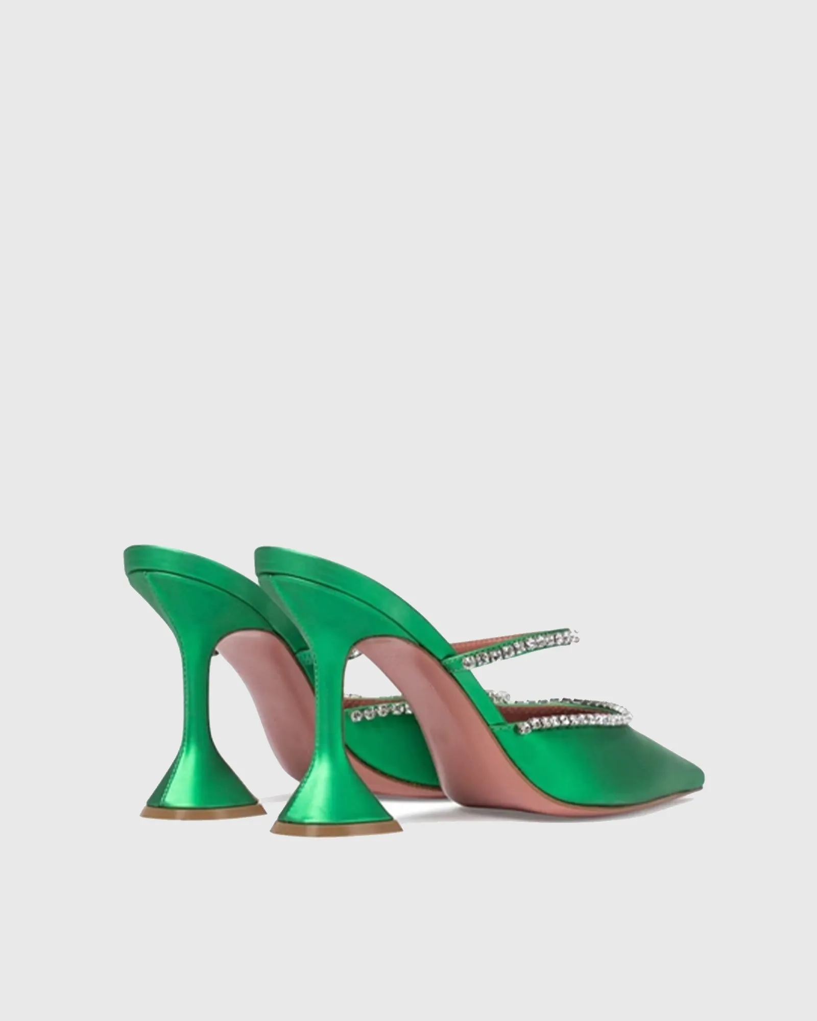 Sasha Diamond Flared Mules In Green