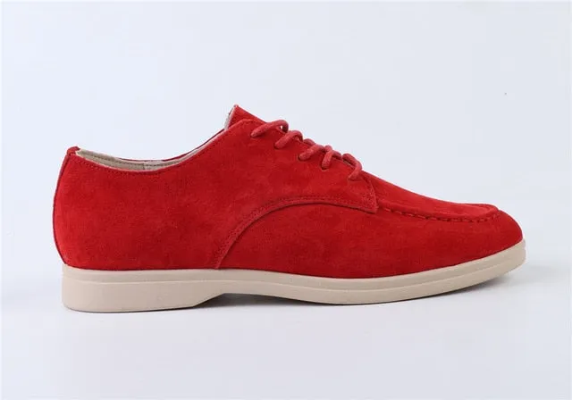Smile Circle suede leather women loafers flat shoes autumn ladies shoes cross straps cool tide color large size 36-41