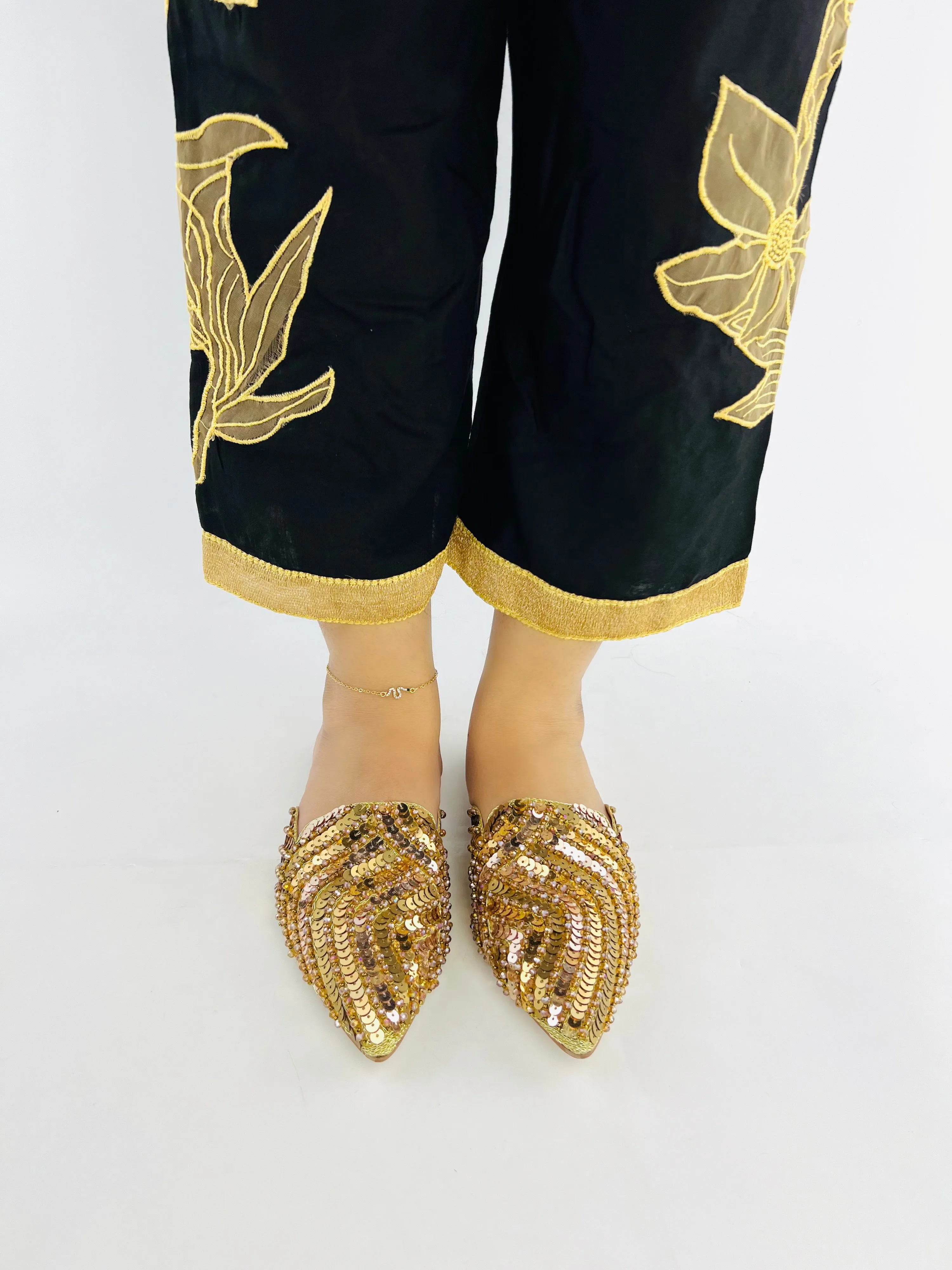 Spunkz Gold Sequins Mules for Wedding and Baraat Bridal Wear