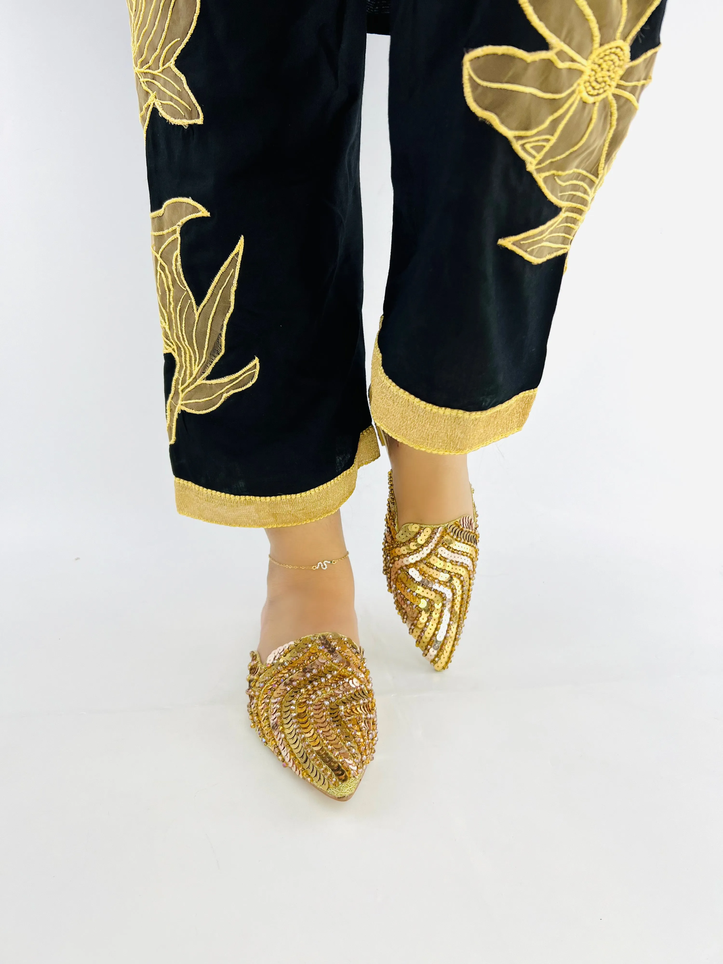 Spunkz Gold Sequins Mules for Wedding and Baraat Bridal Wear