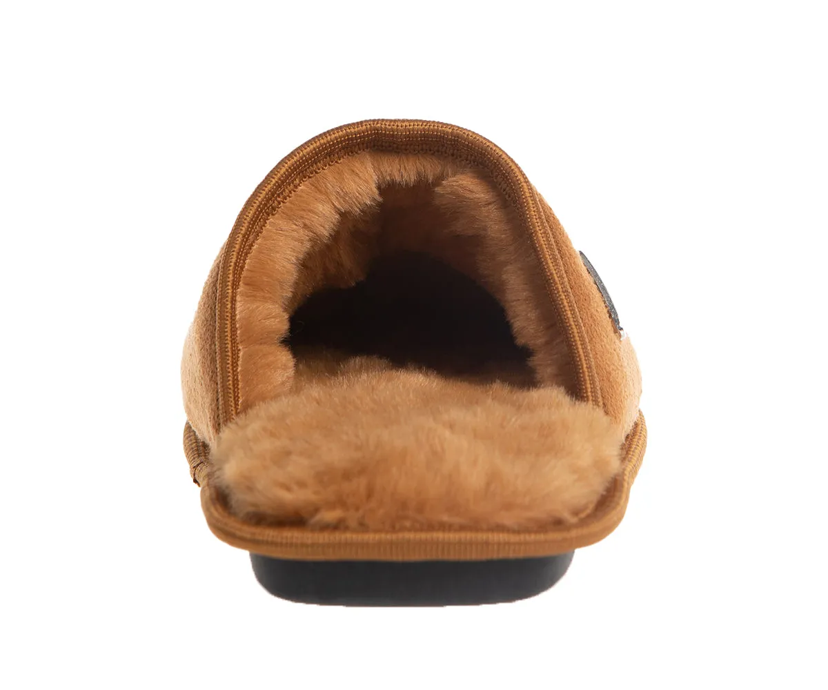 SWISSBRAND Microsuede Fuzzy  House Slippers for Men Indoor Outdoor, Warm Footwear Cozy Mens Slippers