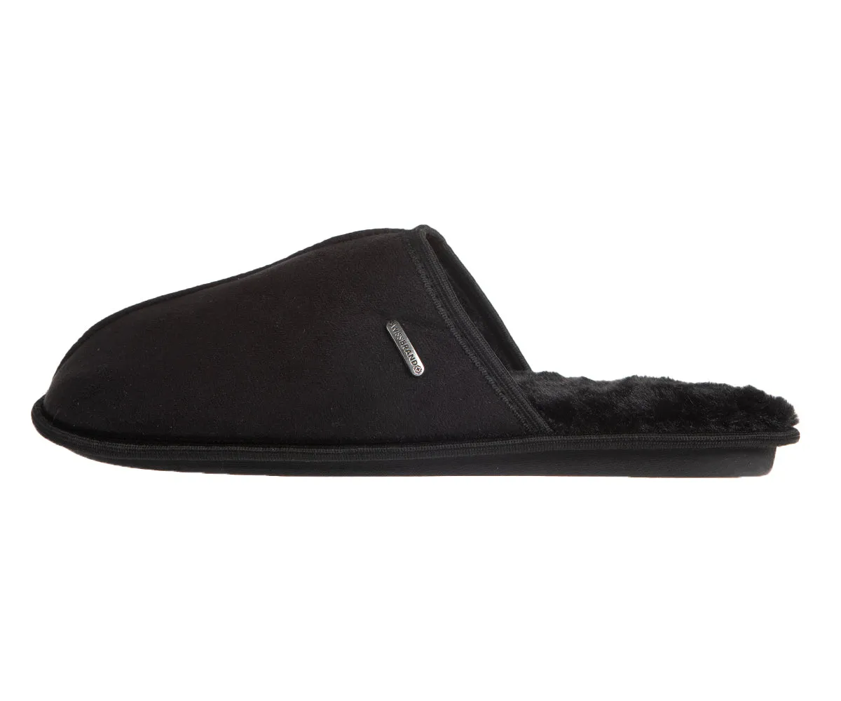 SWISSBRAND Microsuede Fuzzy  House Slippers for Men Indoor Outdoor, Warm Footwear Cozy Mens Slippers