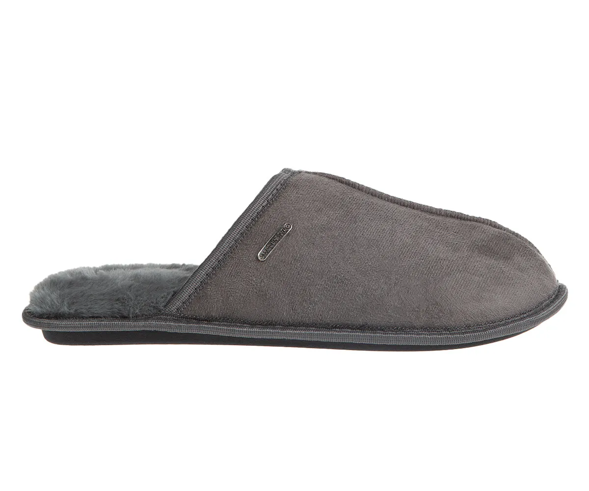 SWISSBRAND Microsuede Fuzzy  House Slippers for Men Indoor Outdoor, Warm Footwear Cozy Mens Slippers