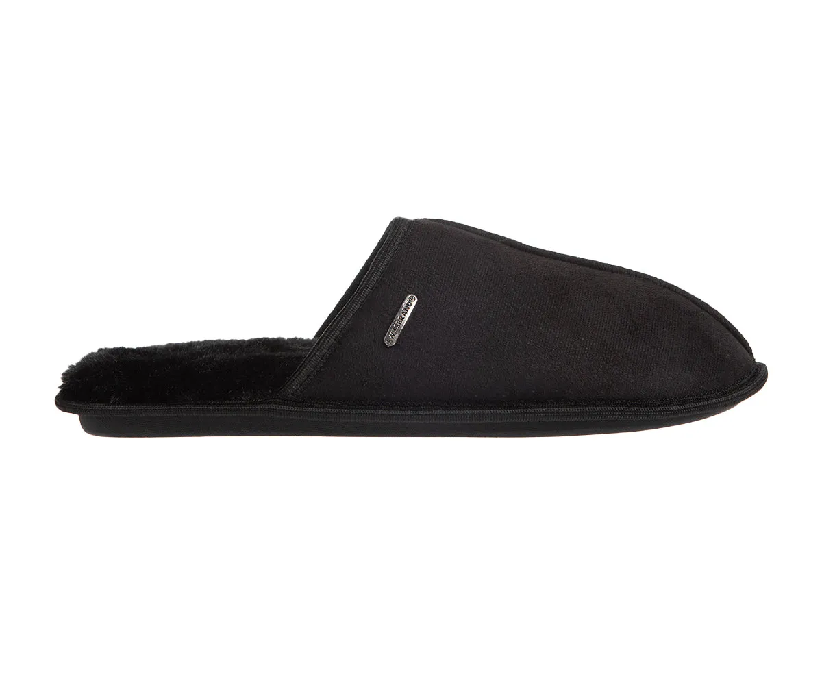 SWISSBRAND Microsuede Fuzzy  House Slippers for Men Indoor Outdoor, Warm Footwear Cozy Mens Slippers