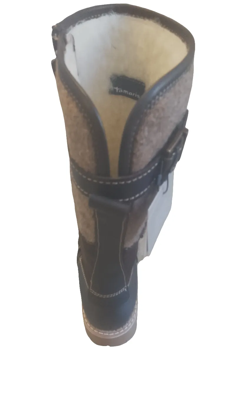 Tamaris Mocca Combination Weather Proof Boot