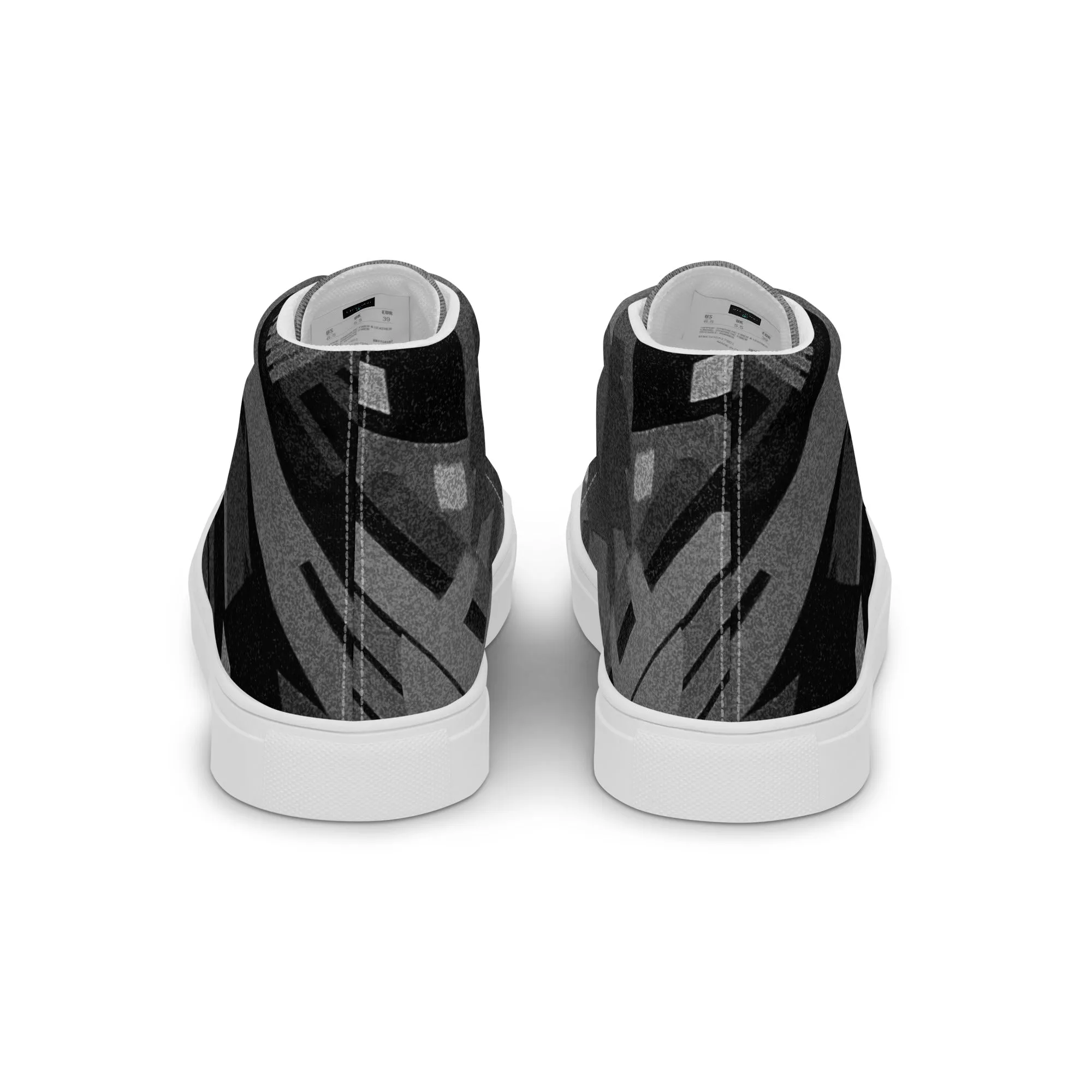 TechAbstract 1 Black & White - Men's High Top Canvas Shoes