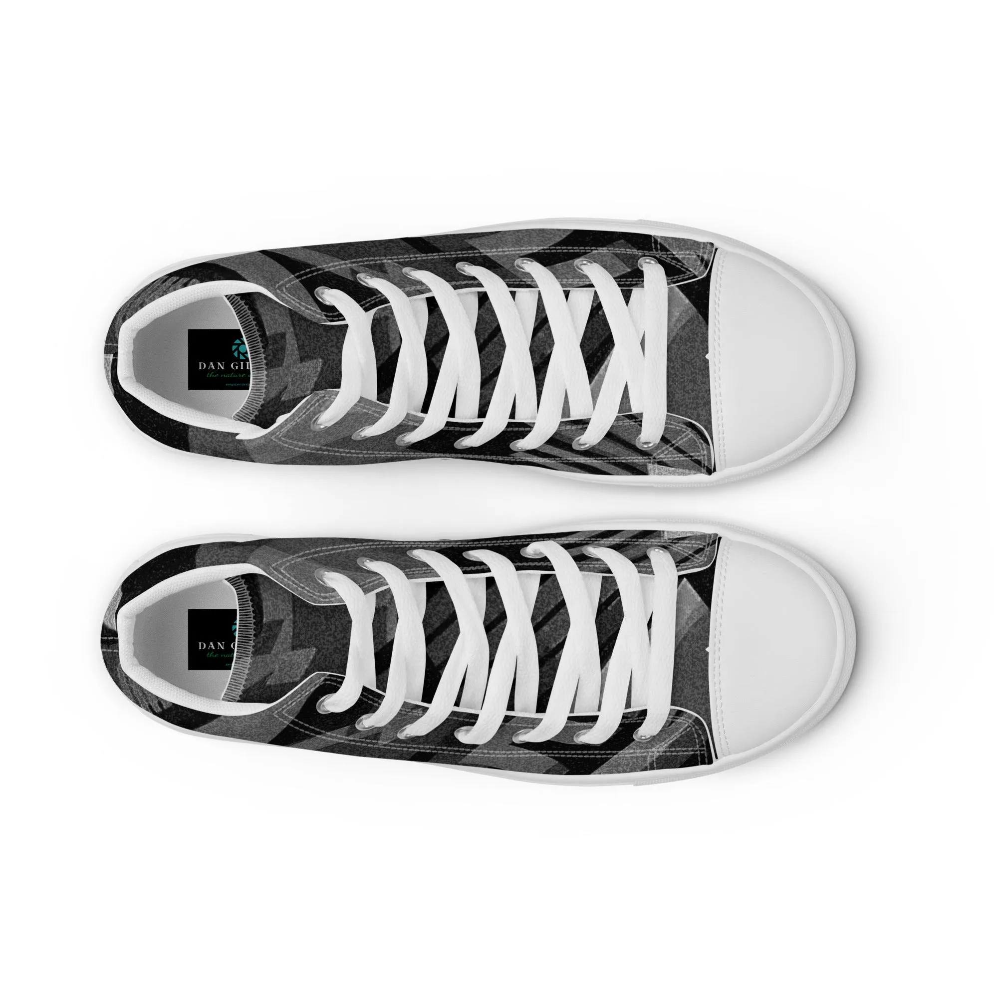 TechAbstract 1 Black & White - Men's High Top Canvas Shoes