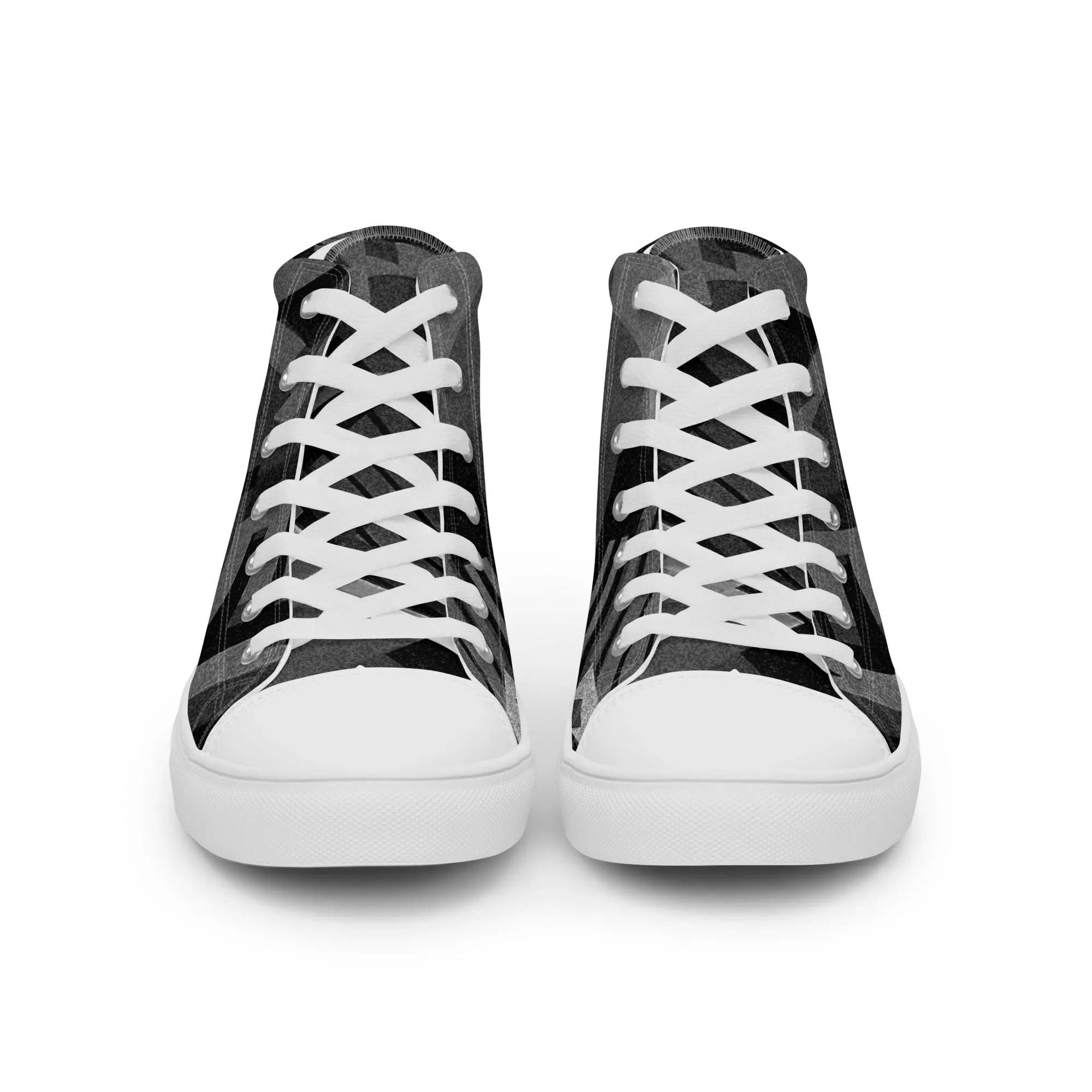 TechAbstract 1 Black & White - Men's High Top Canvas Shoes