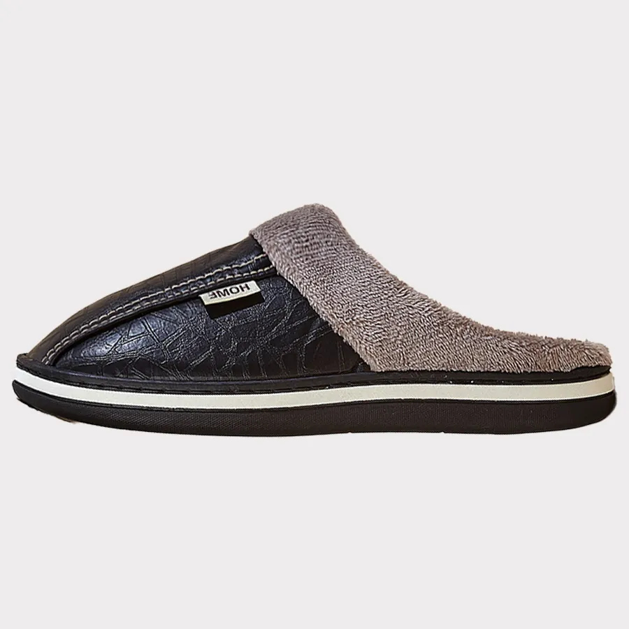 TPR Lightweight Slippers B | Men Winter Slippers with PU Leather