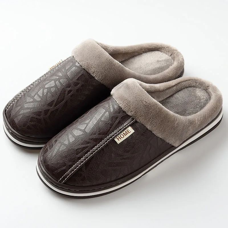 TPR Lightweight Slippers B | Men Winter Slippers with PU Leather