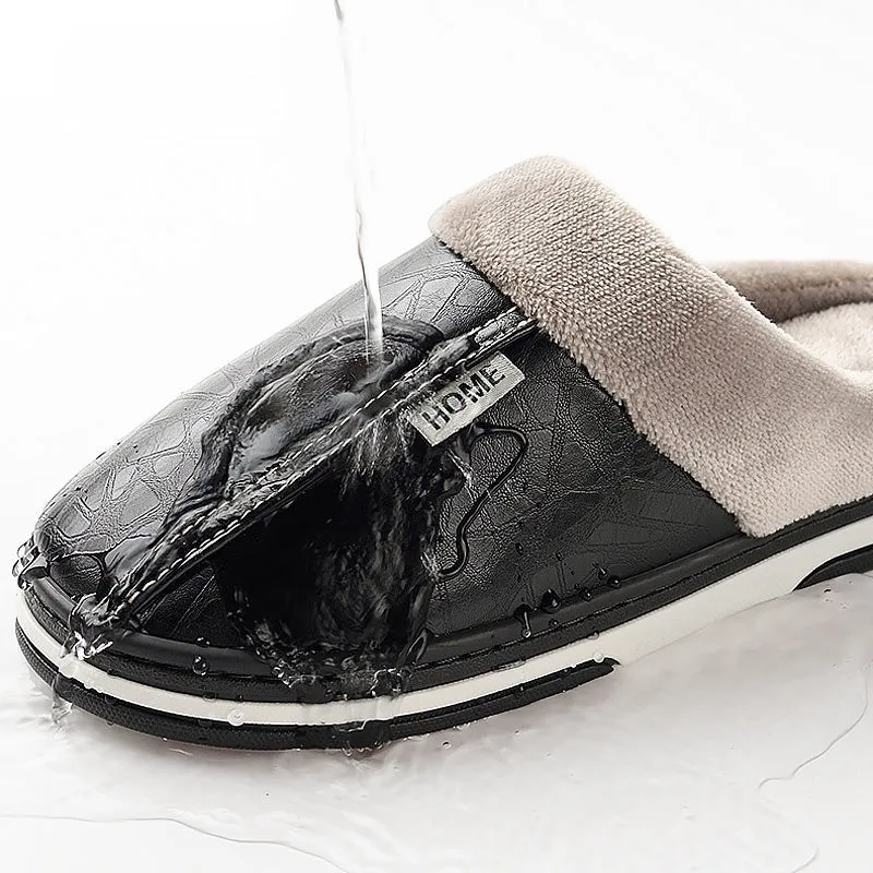 TPR Lightweight Slippers B | Men Winter Slippers with PU Leather