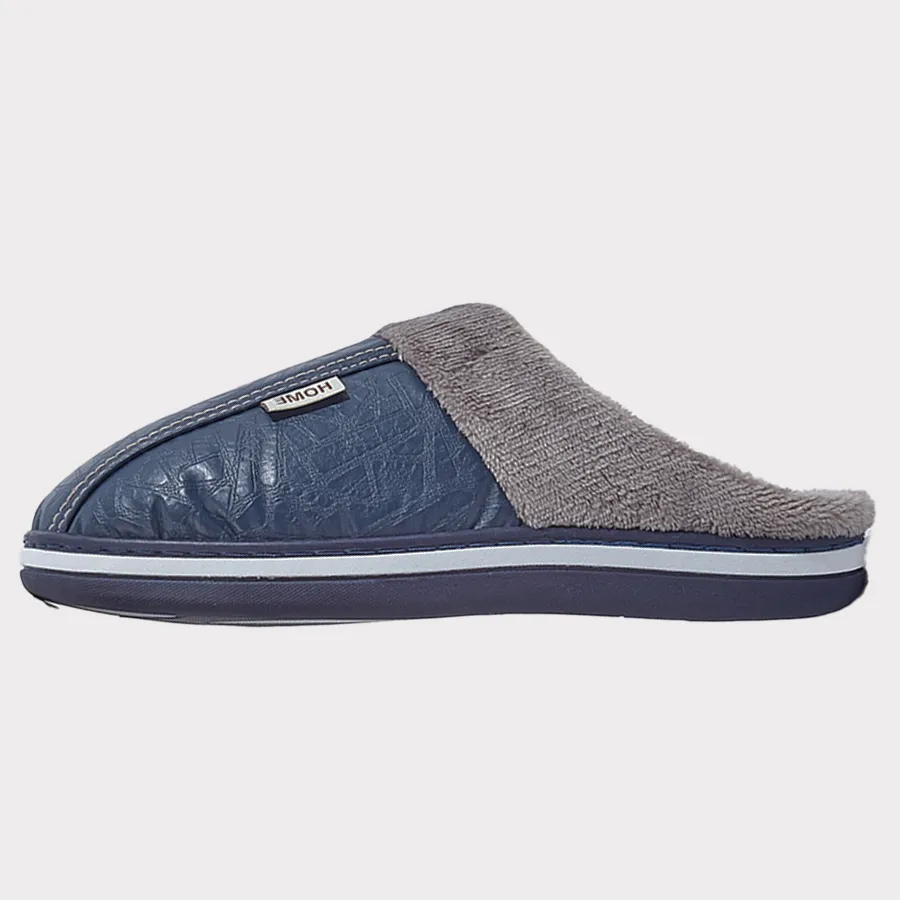 TPR Lightweight Slippers B | Men Winter Slippers with PU Leather